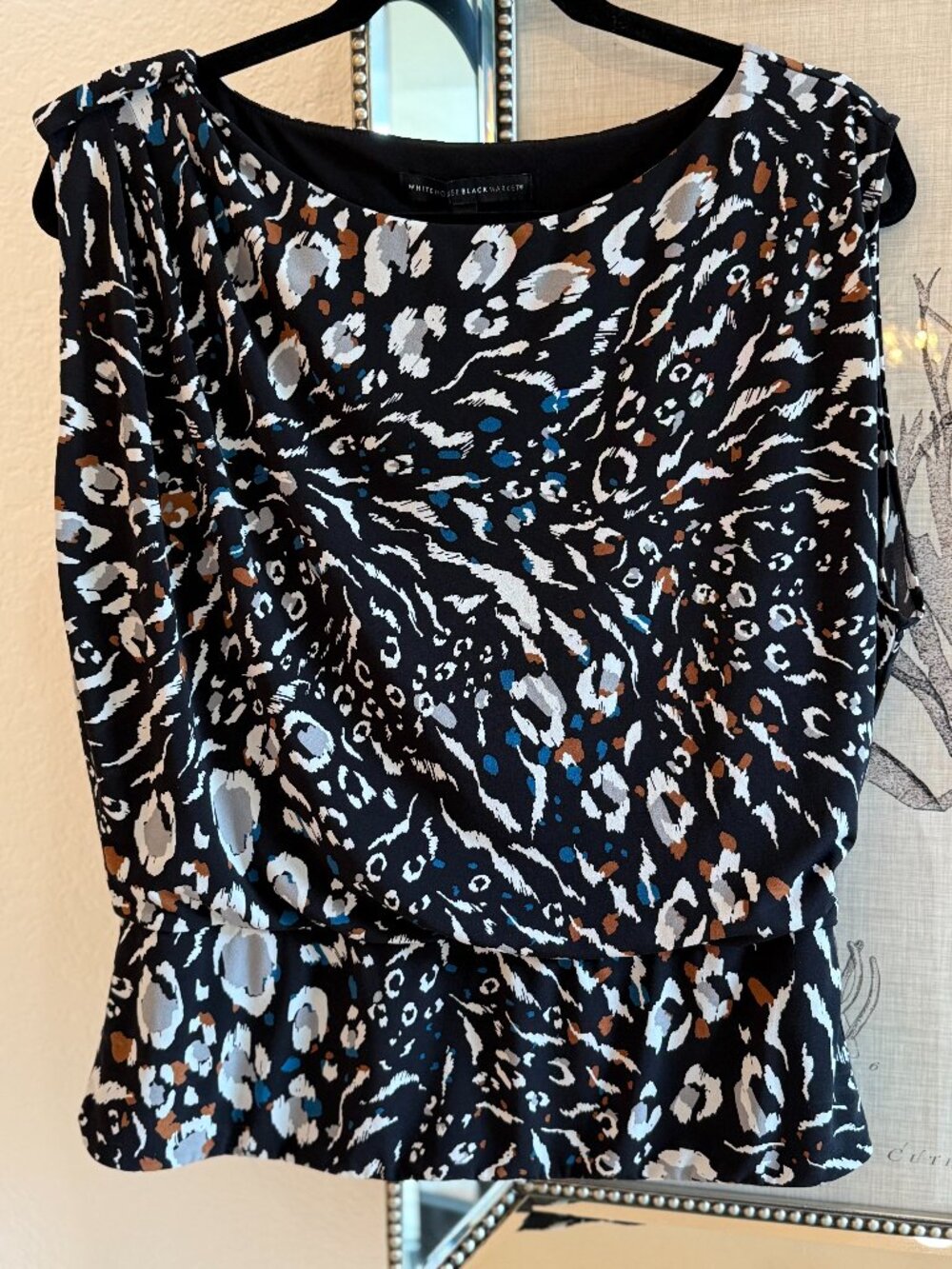 White House Black Market Sleeveless Ruched Shoulder top
